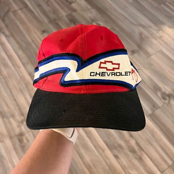 Vintage Chevrolet Racing Red Athletic Hat Nascar Flames - Picture 1 of 6